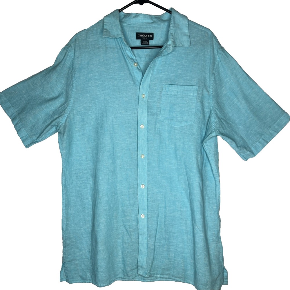 Men's Blue Linen Casual Shirts Vacation Breathable Relaxed Cruise Slim Fit Large